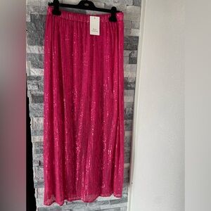 Women's ROSA CLOTHING NWT Maxi Sequin Skirt-Elastic Waist-Pink-2XL